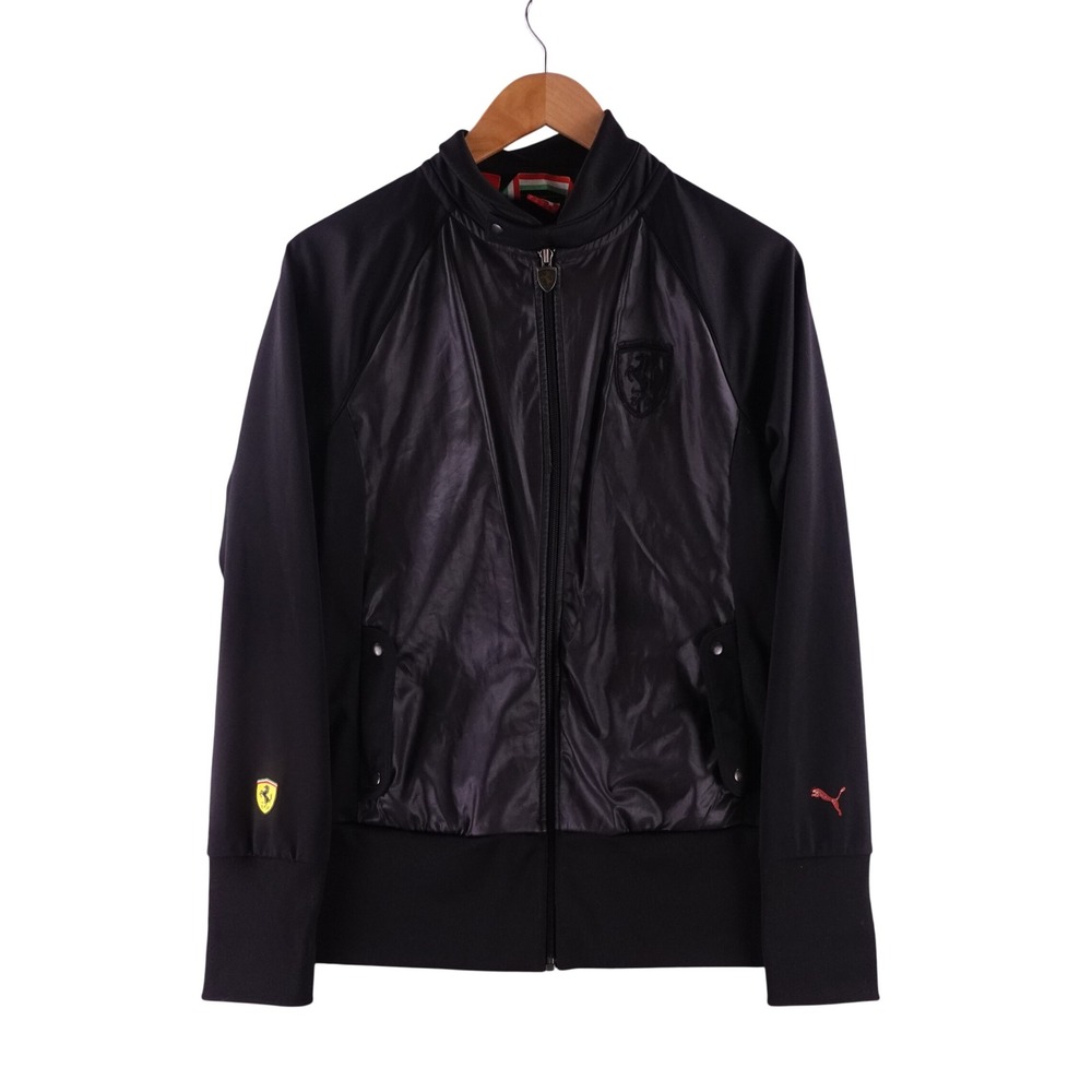Puma Womens Large Scuderia Ferrari Track Jacket Black Full Zip Racing